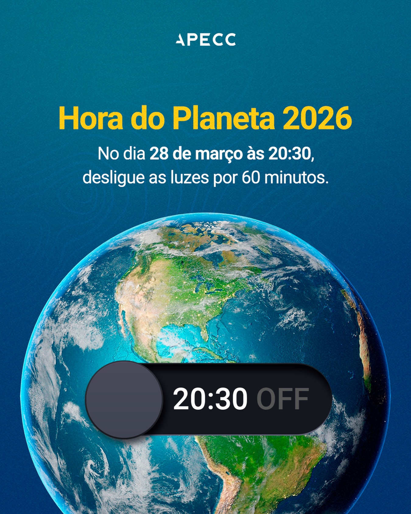 Neste sábado, das 20:30 às 21:30, participe da Hora do Planeta! 🌱

Criada pelo @wwf , essa iniciativa global reforça a importância de ações para combater as mudanças climáticas. Por uma hora, desligamos as luzes como um gesto simbólico de compromisso com o futuro do nosso planeta.

Marque os amigos e compartilhe para que mais pessoas participem da Hora do Planeta. Juntos, fazemos a diferença! 

#horadoplaneta #mudançasclimaticas #wwf #conscientizaçao
