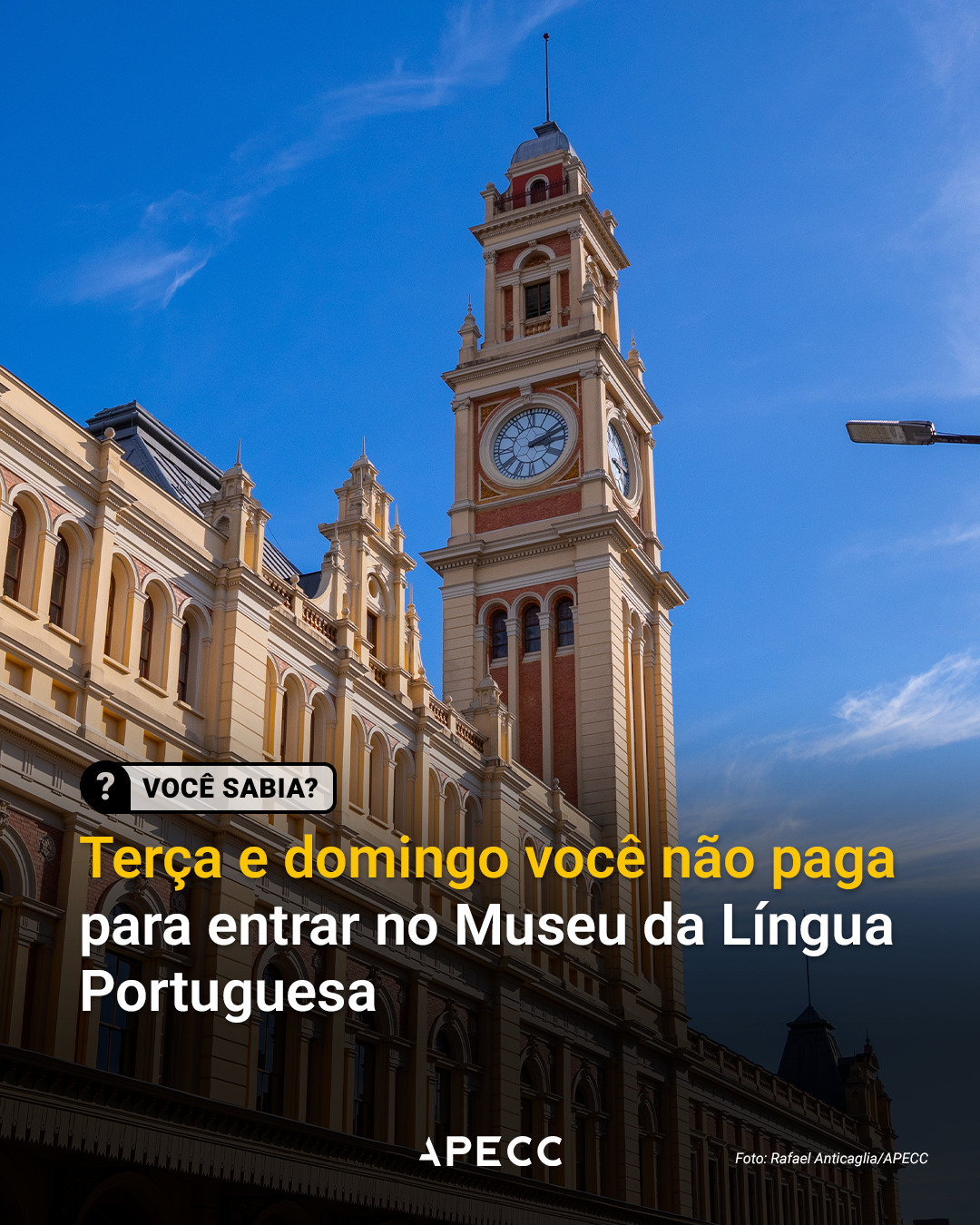 Agora ficou mais fácil visitar um dos espaços culturais mais importantes de São Paulo!

A partir de 14 de abril, o Museu da Língua Portuguesa passa a ter entrada gratuita às terças e domingos.

Uma ótima oportunidade para conhecer as exposições sem custo e aproveitar o Centro.

Nos outros dias, os ingressos seguem:
🎟️ R$ 25 (inteira)
🎟️ R$ 12,50 (meia)
👧 Crianças até 7 anos não pagam

A mudança amplia o acesso tanto para famílias quanto para escolas e grupos.

Mais cultura, mais acesso, mais experiências no Centro!

👉 Salve para planejar sua visita e compartilhe com quem vai curtir esse passeio